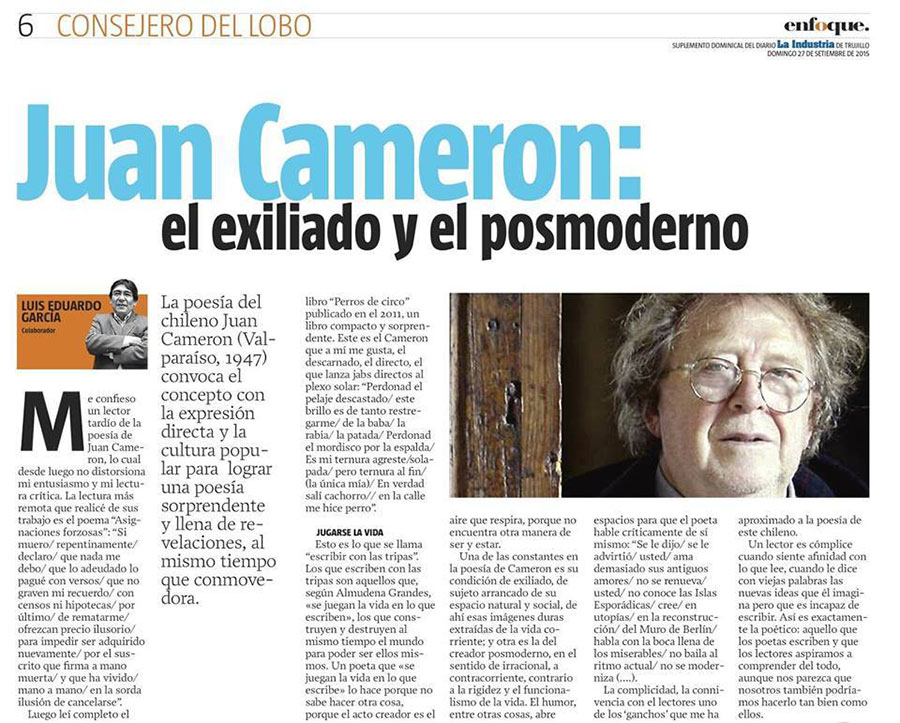 Juan Cameron: el exiliado y el posmoderno