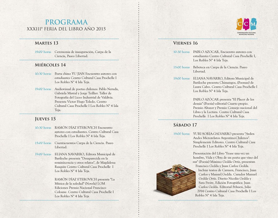 programa Feria del Libro de Valdivia