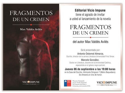 Invitación lanzamiento novela “Fragmentos de un crimen”