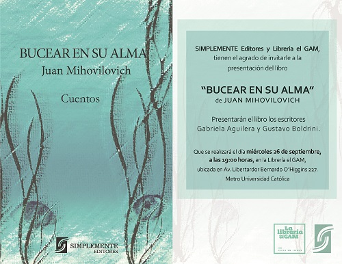 Presentación de libro “Bucear en su alma”, de Juan Mihovilovich