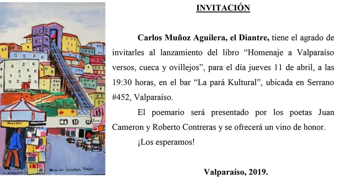 lanzamiento del libro “Homenaje a Valparaiso” de Carlos Muñoz El Diantre poeta popular porteño