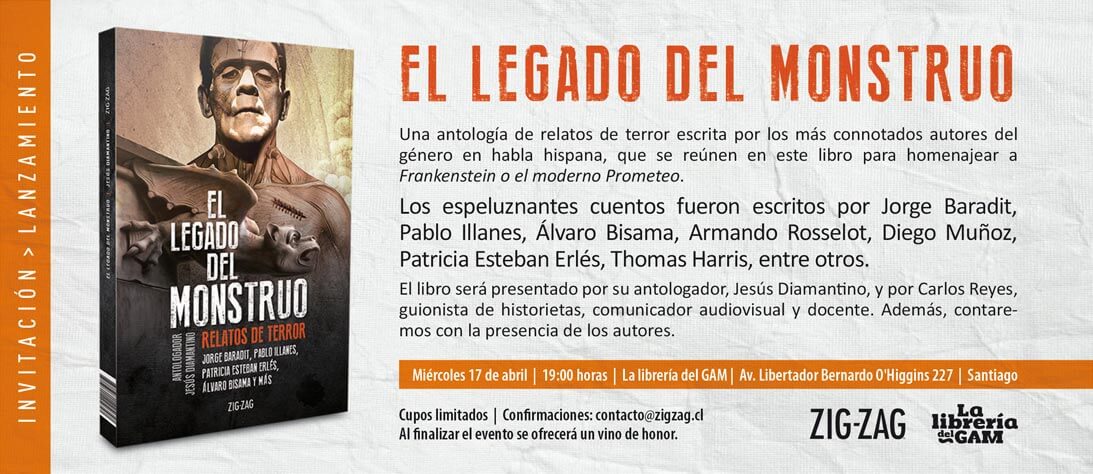 Invitación al lanzamiento «El legado del monstruo»