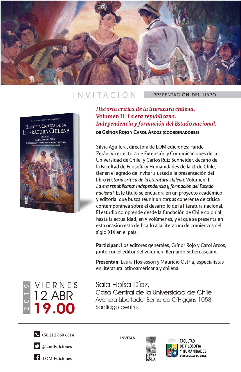 Invitación presentación libro «Historia crítica de la literatura chilena»