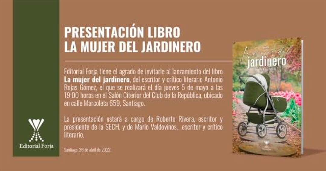 Invitación a la presentación de la novela «La mujer del jardinero»