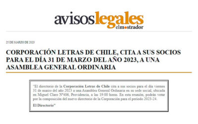 Llamado Público a Elecciones de Directorio de Letras de Chile