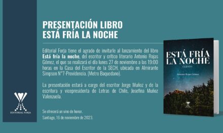 Invitamos a socios y amigos a la presentación del libro de relatos de Antonio Rojas Gómez que se realizará hoy en la SECH
