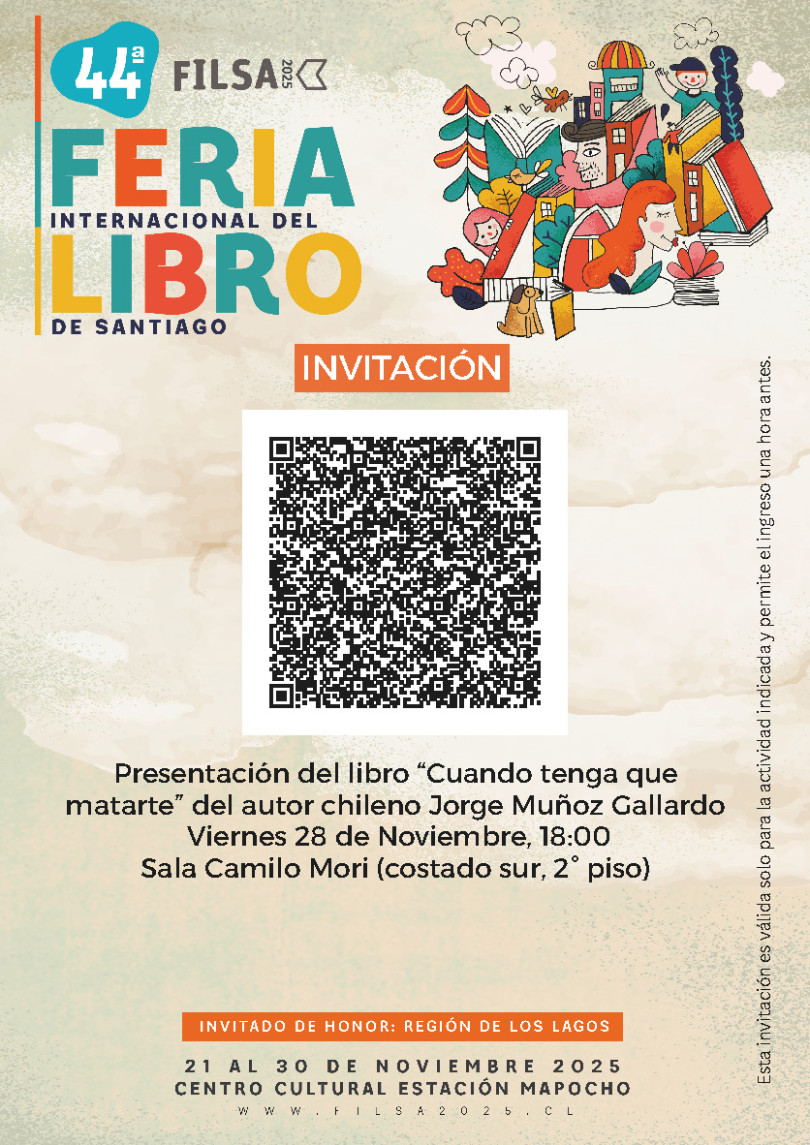 Invitación lanzamiento del libro "Cuando tenga que matarte"