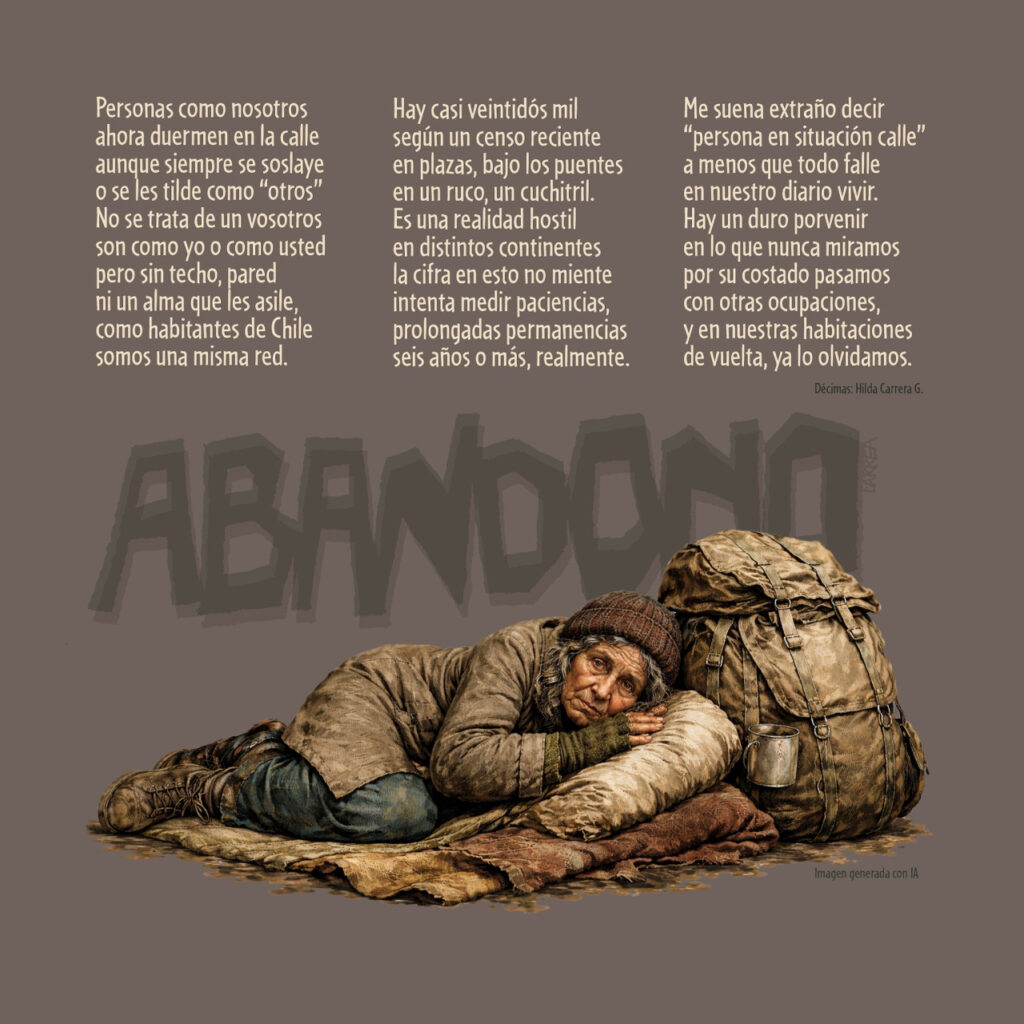 Décima de Hilda Carrera y gráfica de Vicente Larrea